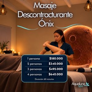 💪 Descontracturante Ónix: ✨ Masaje profundo y de mayor presión, centrado en liberar contracturas musculares, rigidez y dolores acumulados. 🌿 El ónix representa fuerza y estabilidad, brindando equilibrio físico y energético. 👤 Ideal para: personas con tensiones musculares fuertes, estrés físico o posturas repetitivas. Perfecto también para deportistas. 🕐 Duración: 60 min